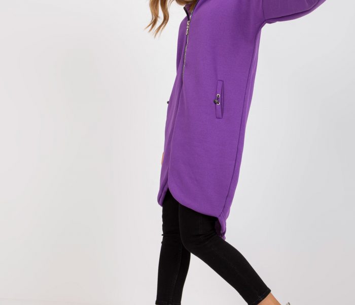 Hurtownia Fioletowa dresowa bluza basic z suwakiem Tina RUE PARIS