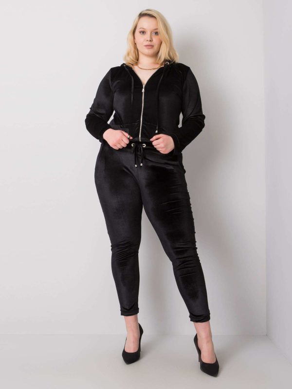 Czarny komplet welurowy plus size Simona