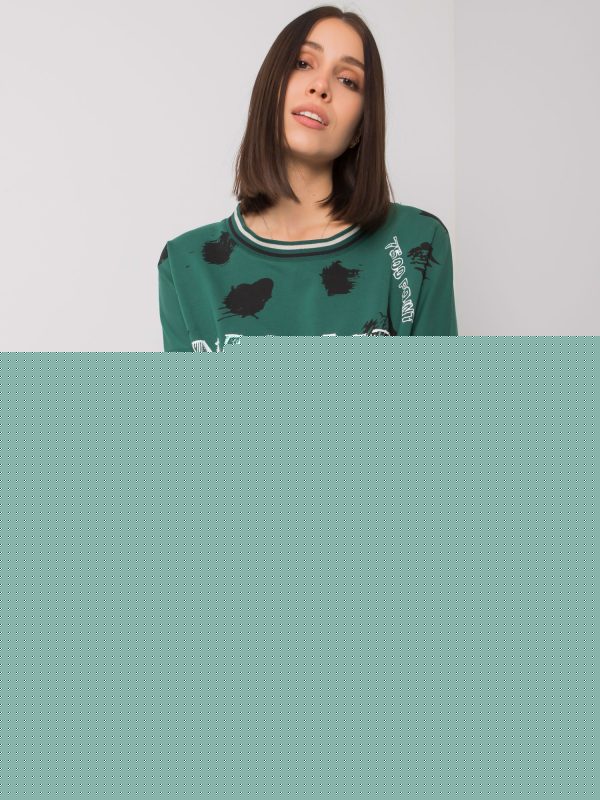Ciemnozielona bluzka plus size z printami Nuala