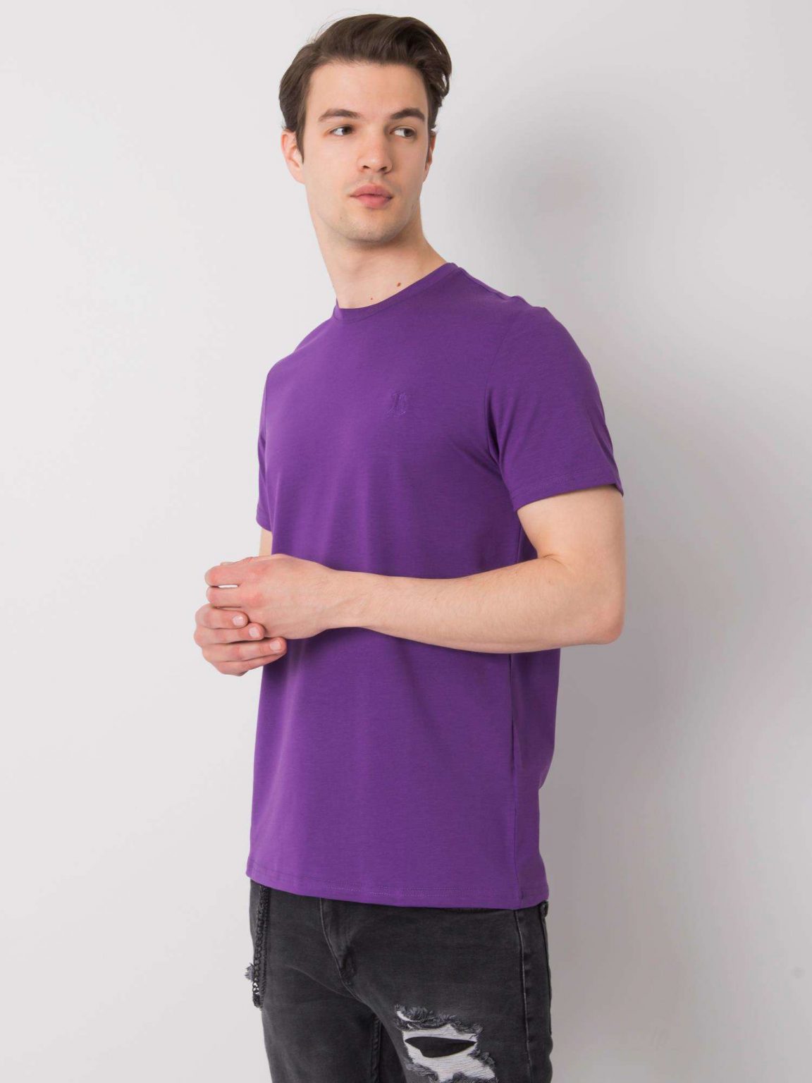 Fioletowy t-shirt męski basic Kenneth LIWALI