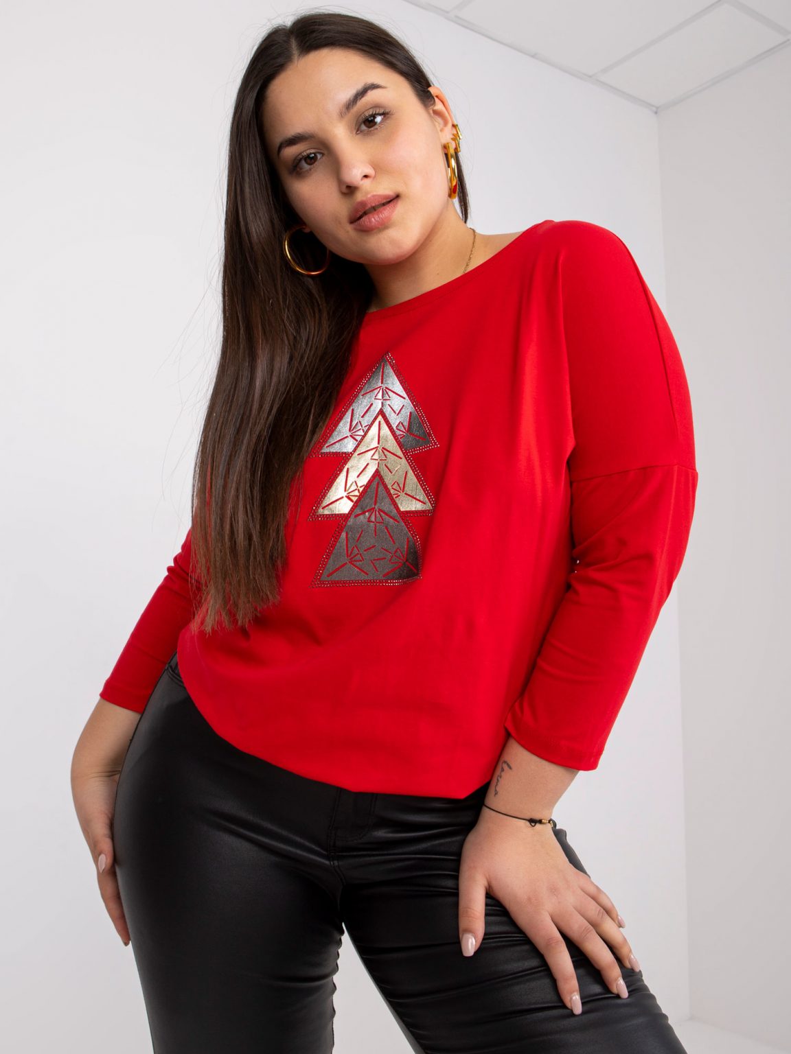 Czerwona bluzka plus size na co dzień Beate