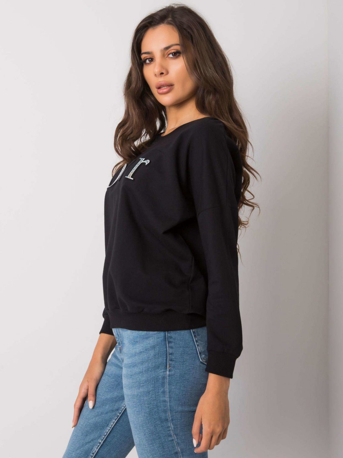 Czarna bluza damska bez kaptura Alodia