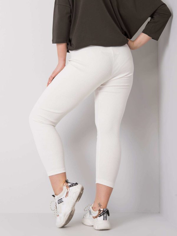 Ecru legginsy plus size w prążek Caitleen RUE PARIS