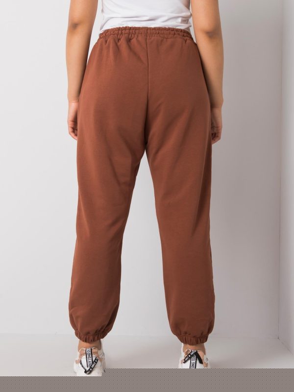 Brązowe spodnie dresowe plus size basic Ainhoa