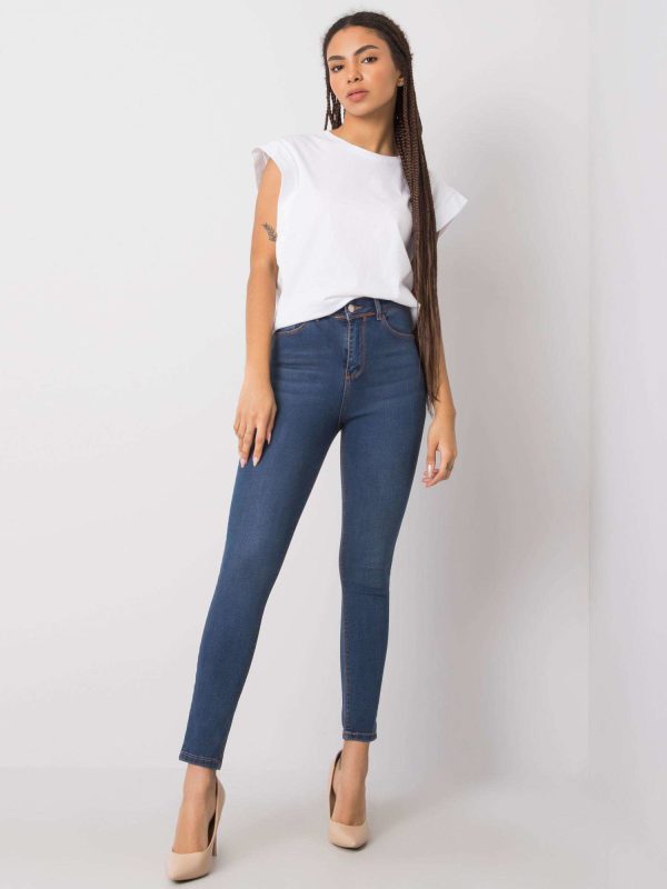 Niebieskie jeansy skinny Makayla RUE PARIS