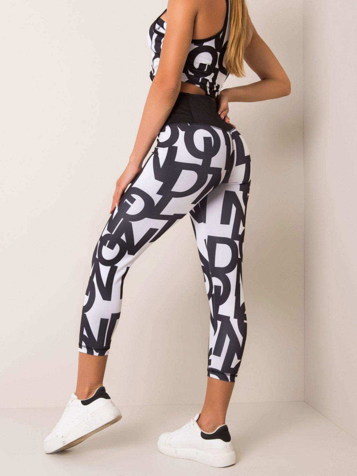 Czarno-białe legginsy Avril FOR FITNESS