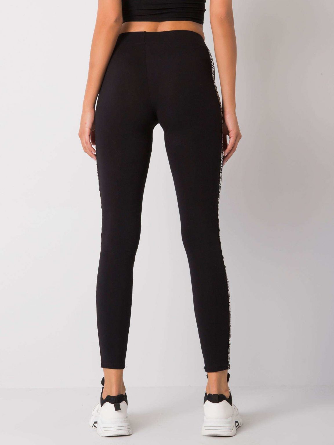 Czarno-srebrne legginsy z lampasami Eloah RUE PARIS