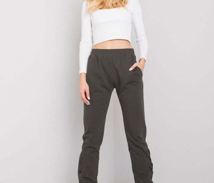 Hurtownia Ciemne khaki spodnie dresowe z guzikami Cindy RUE PARIS