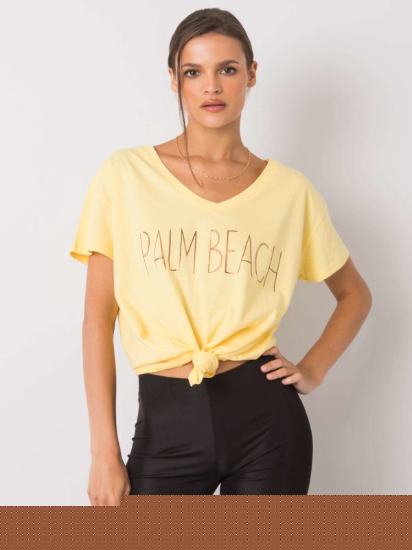 Żółty t-shirt z napisem Denma