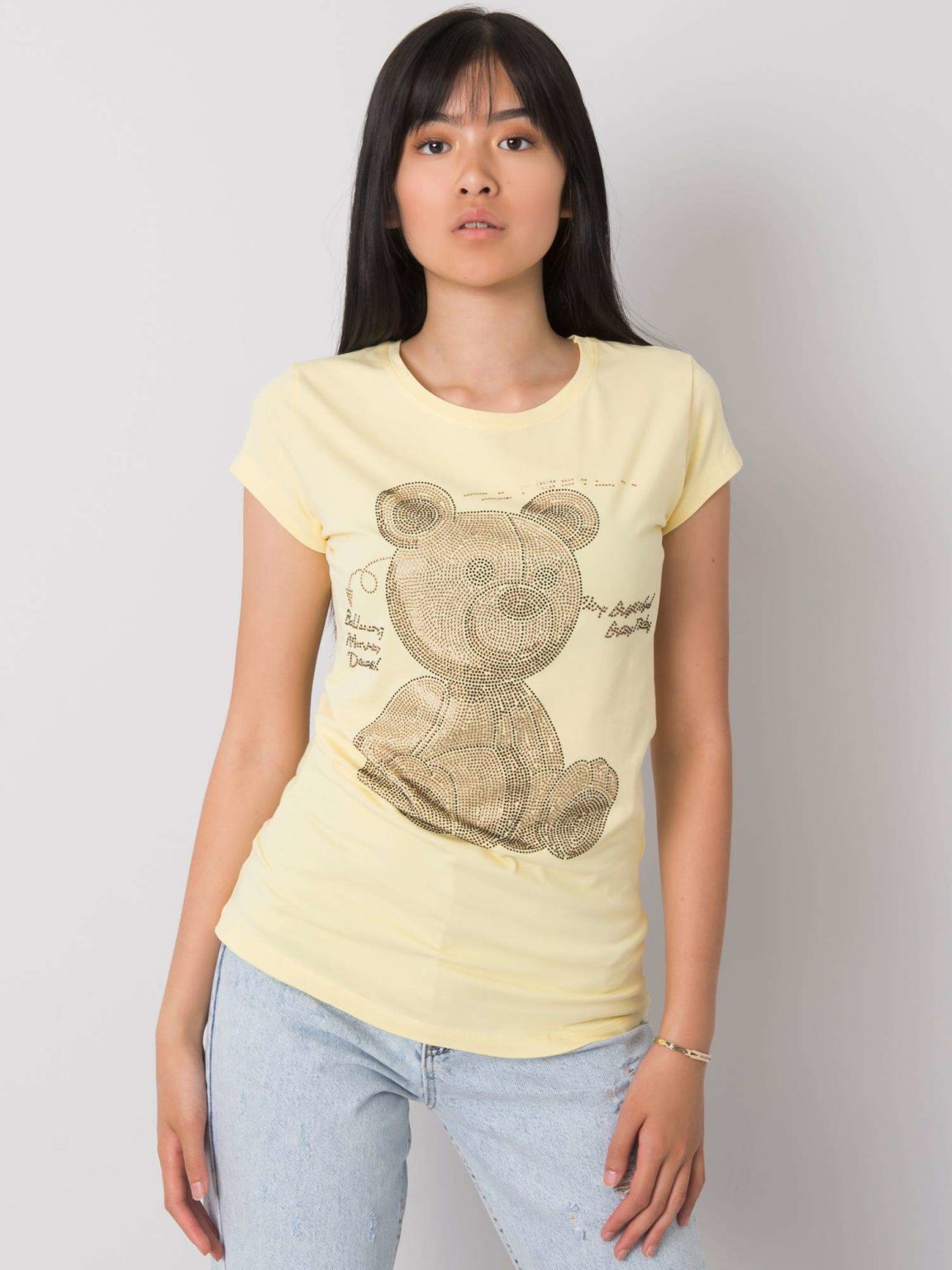 Jasnożółty t-shirt z aplikacją Misha