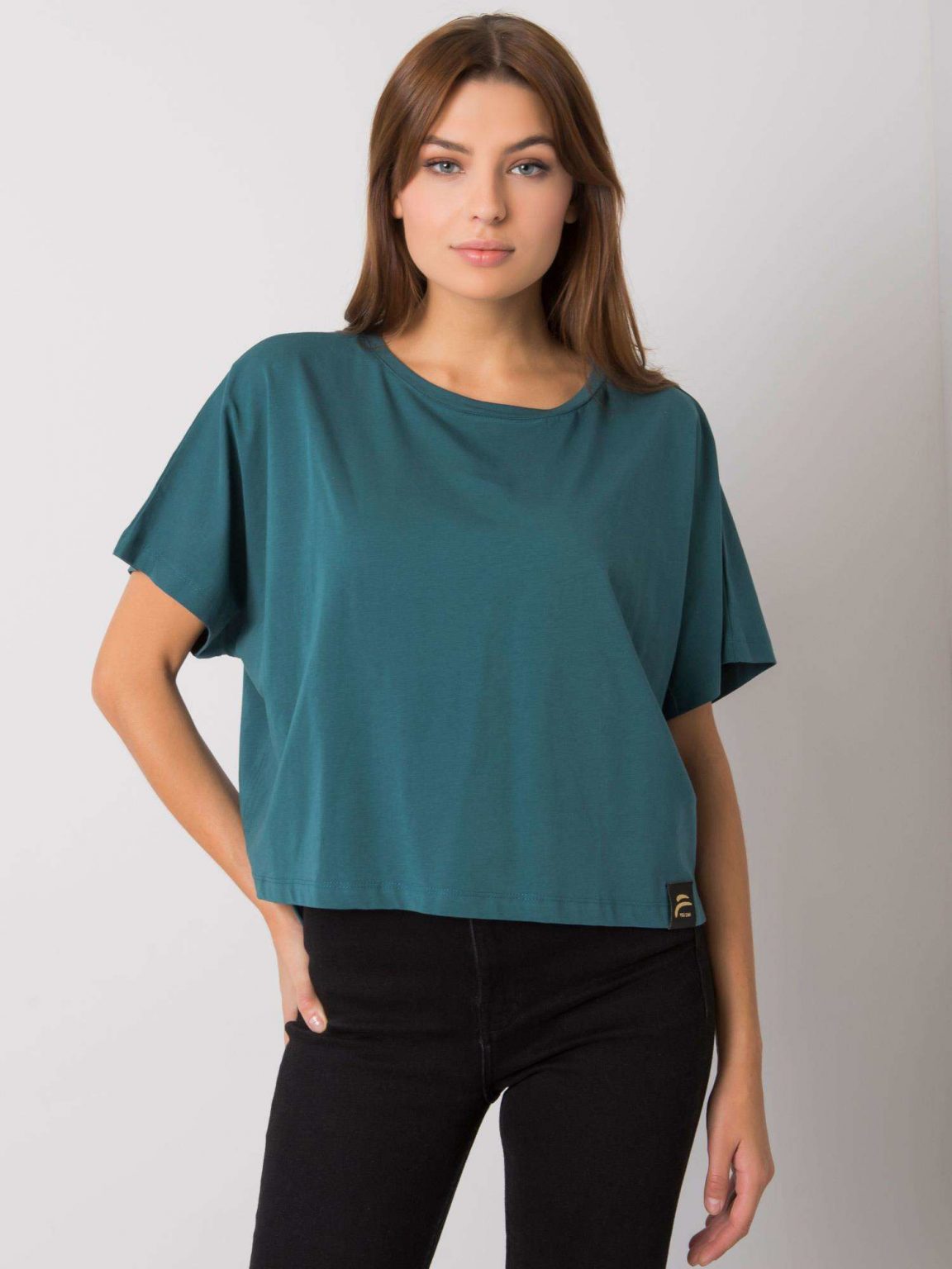 Ciemnozielony luźny t-shirt Imogene FOR FITNESS