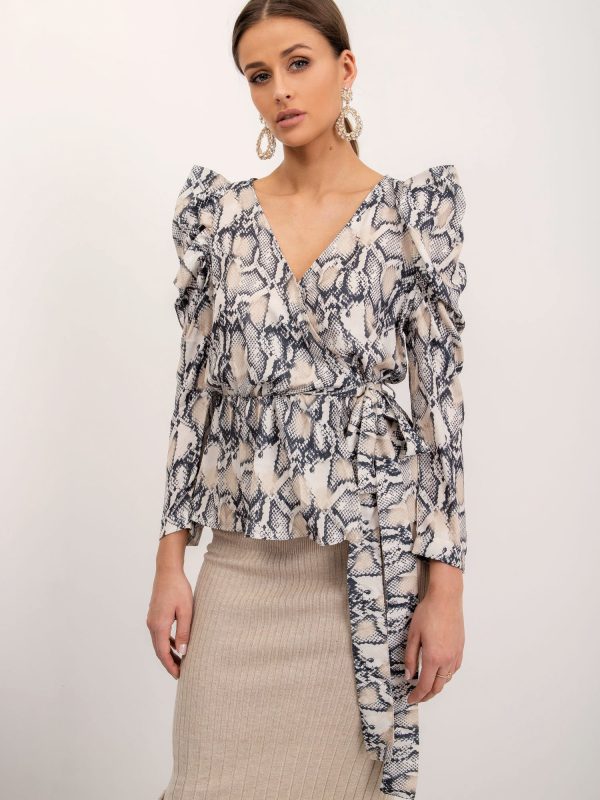 BSL Beżowa bluzka snake print