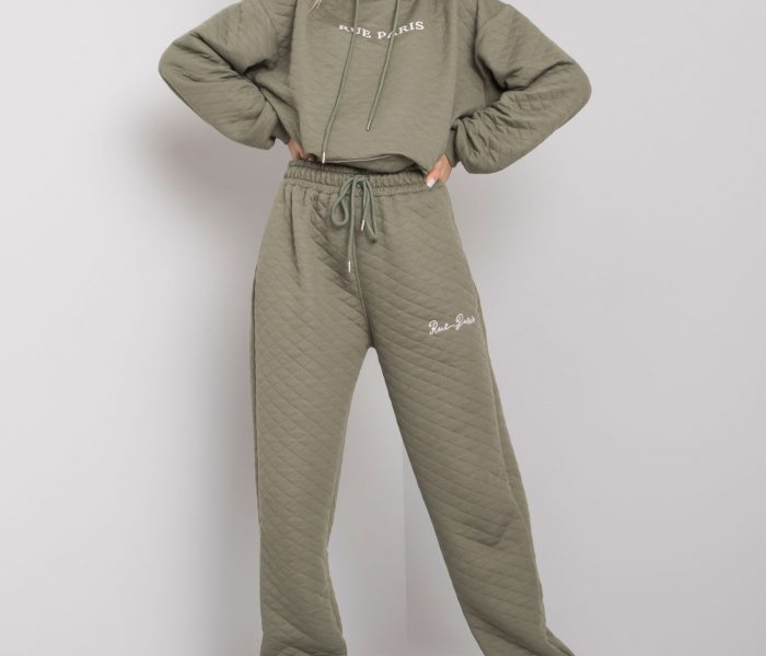 Hurtownia Jasne khaki spodnie dresowe z pikowaniem Naomi RUE PARIS