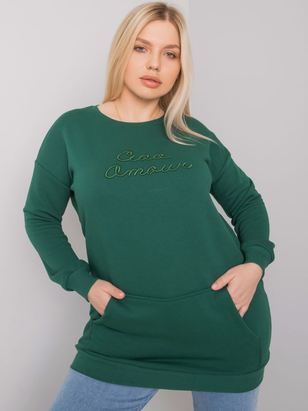 Ciemnozielona długa bluza plus size Easton