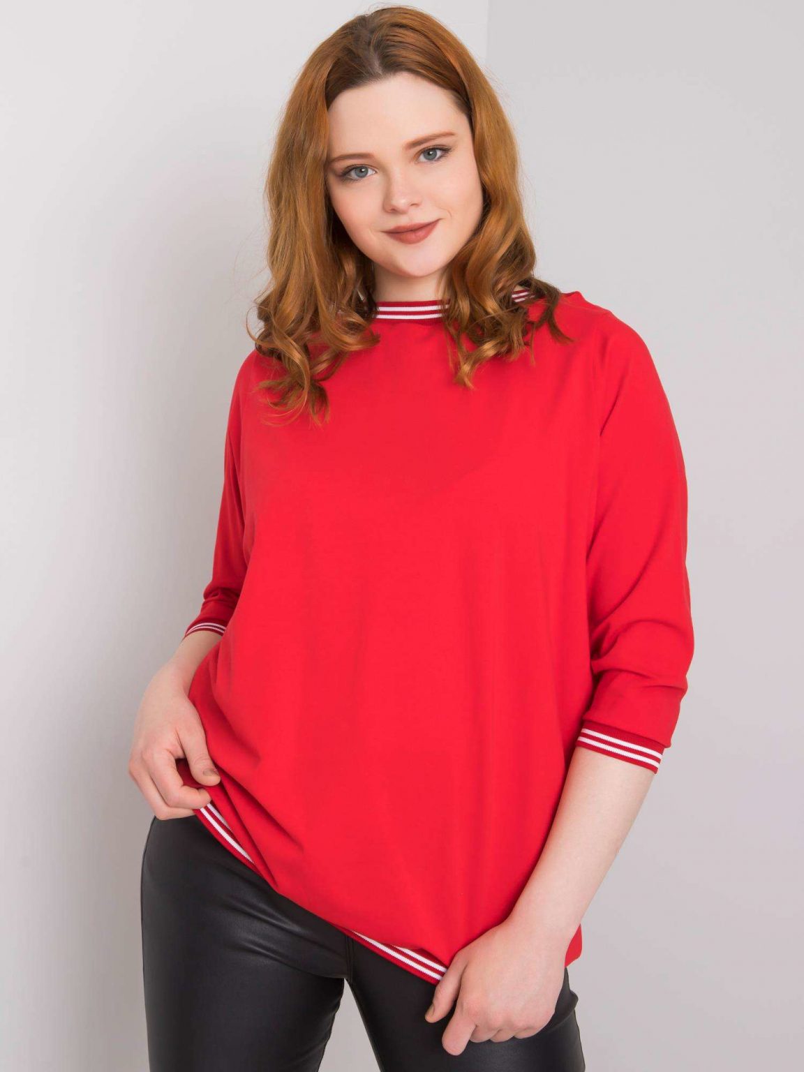 Czerwona bluzka plus size z bawełny Pearl