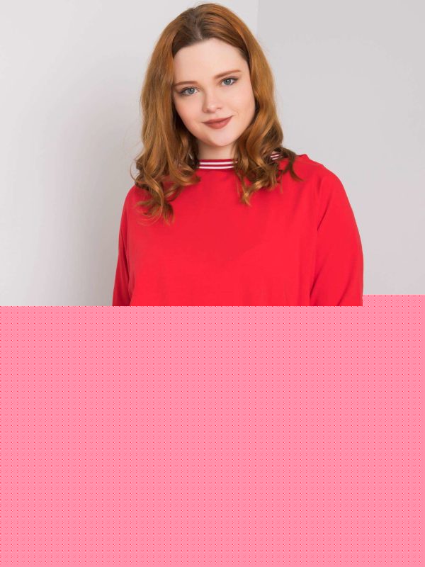 Czerwona bluzka plus size z bawełny Pearl