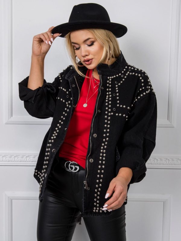 Czarna kurtka jeansowa plus size Gabby