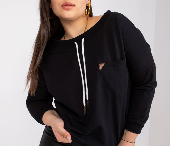 Hurtownia Czarna krótka dresowa bluza plus size Louna