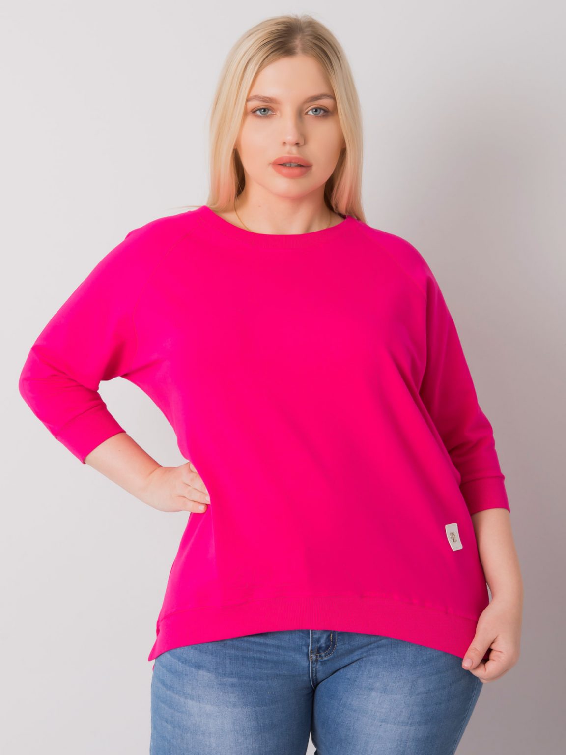 Fuksjowa bawełniana bluza plus size Ninetta