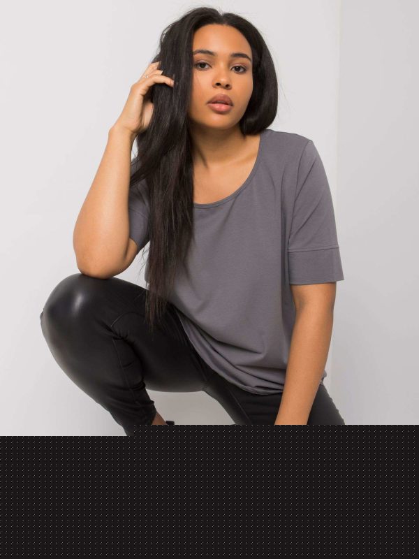 Ciemnoszary t-shirt bawełniany plus size Missy