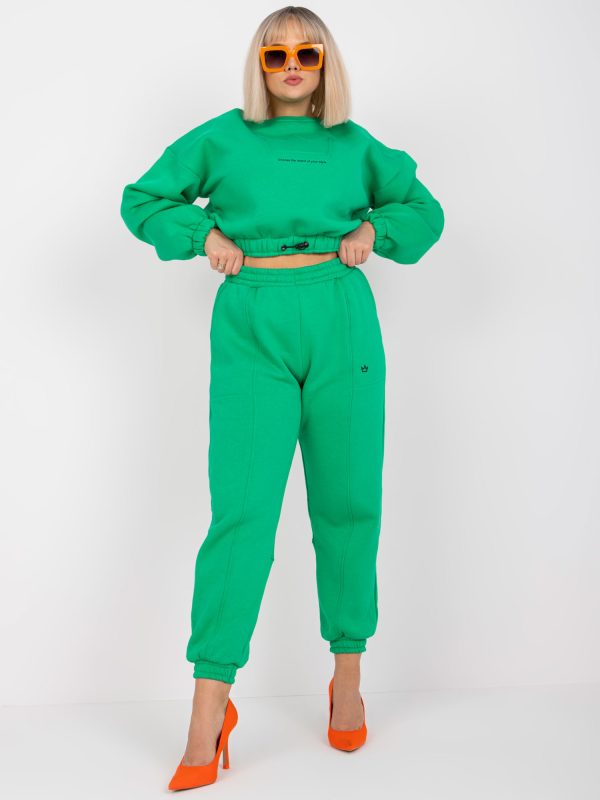 Zielony dresowy komplet plus size ze spodniami Maleah