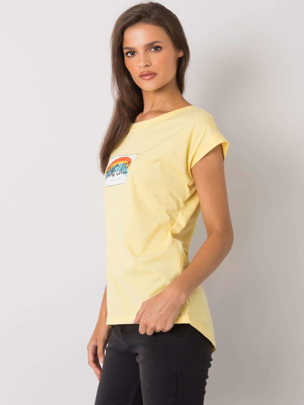 Jasnożółty t-shirt z nadrukiem Aloha