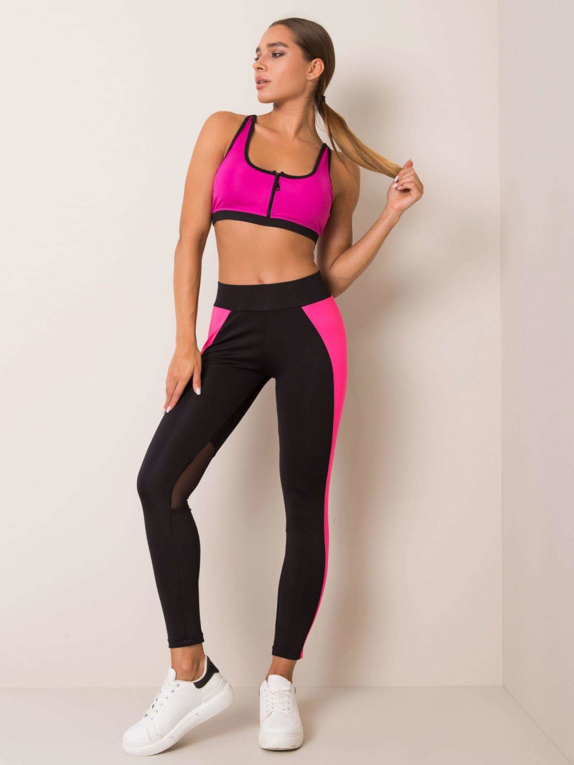 Czarno-różowe legginsy Missy FOR FITNESS