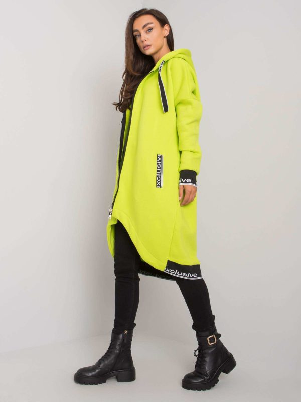 Limonkowa rozpinana bluza z kapturem Mayar