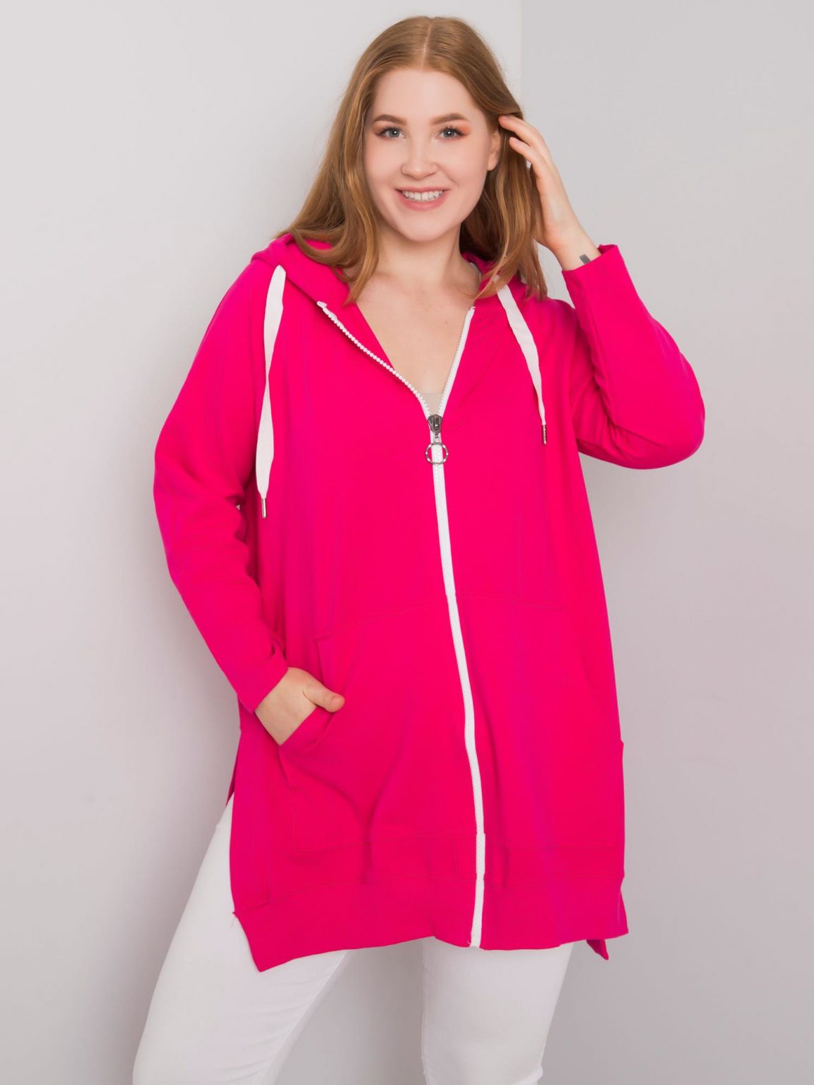 Fuksjowa rozpinana bluza plus size Idrissa