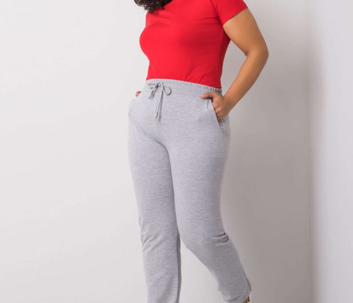 Hurtownia Szare melanżowe spodnie dresowe plus size Beatriz