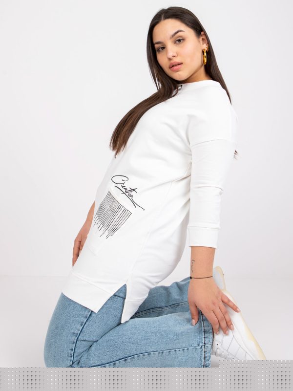 Ecru dresowa tunika plus size bawełniana Sylviane