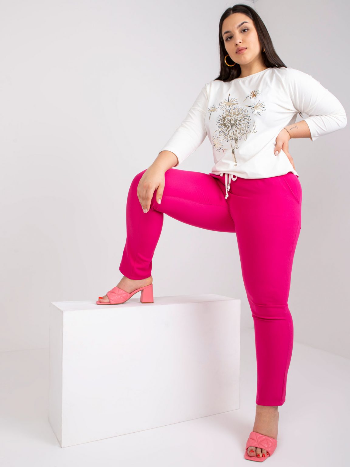 Ecru bluzka plus size z aplikacją Agathe