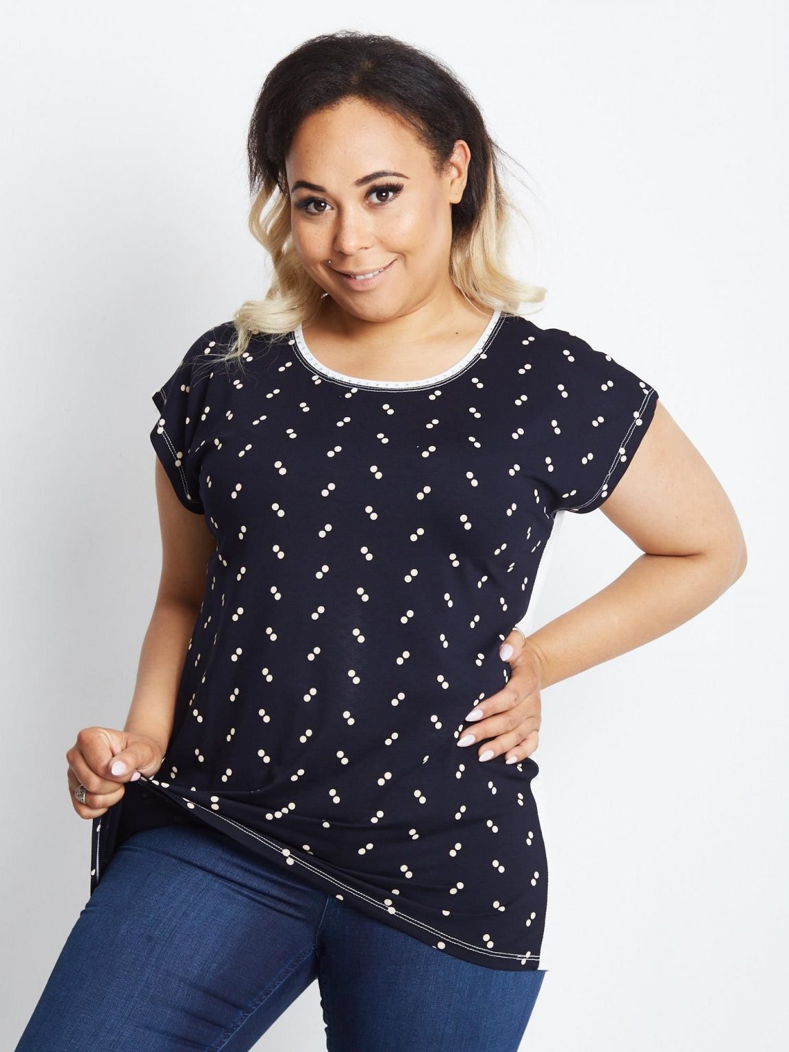 Granatowy t-shirt plus size Combination