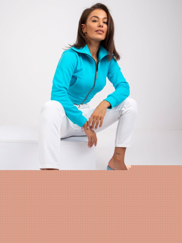 Niebieska krótka rozpinana bluza dresowa Ann RUE PARIS