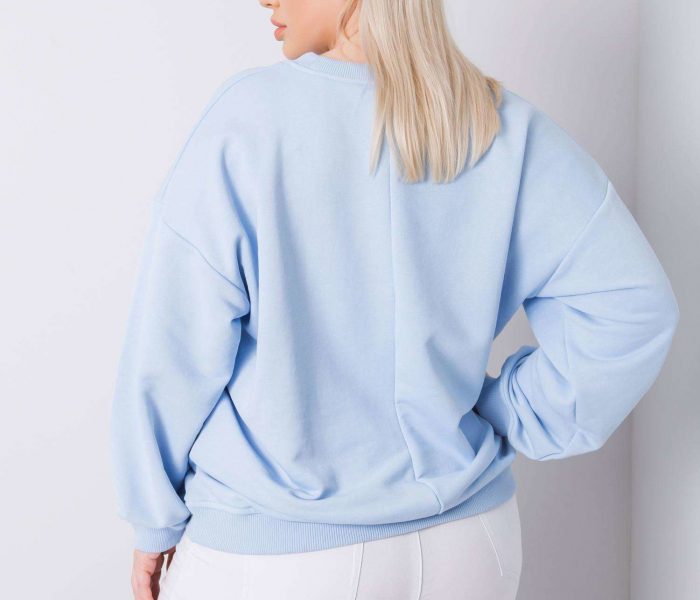 Hurtownia Jasnoniebieska bluza dresowa plus size z bawełny Mischa