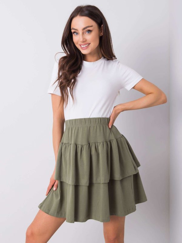 Khaki spódnica mini z falbanami Jenny