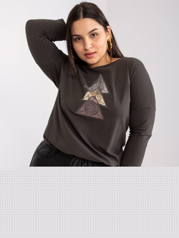 Khaki bluzka plus size z bawełny Beate