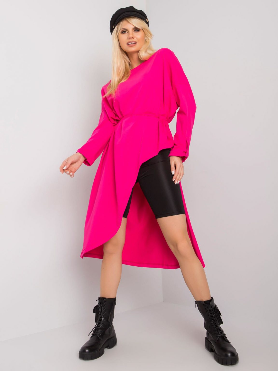 Fuksjowa bawełniana tunika oversize Brenda