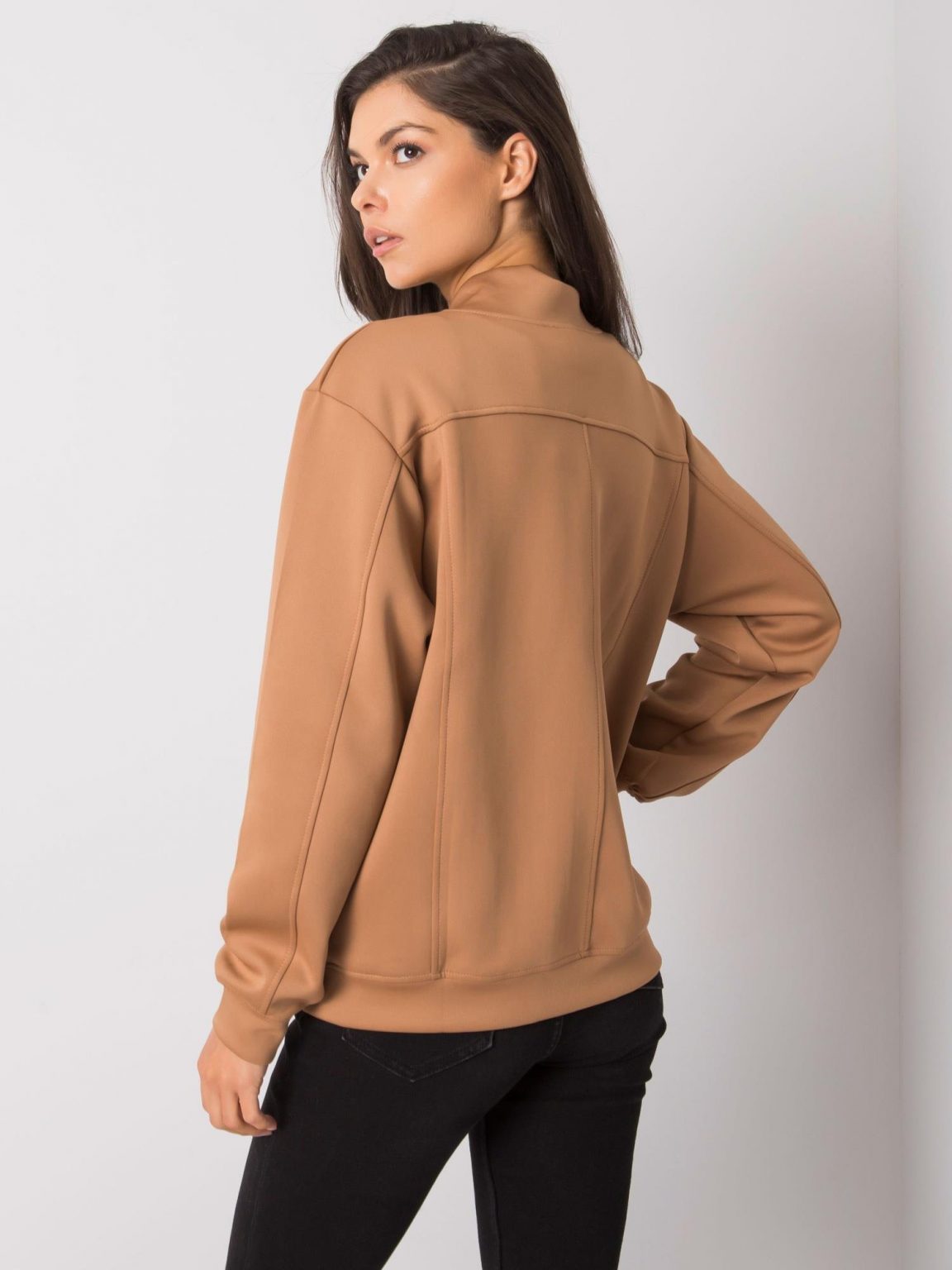 Camelowa bluza bomberka z kieszeniami Lanecia
