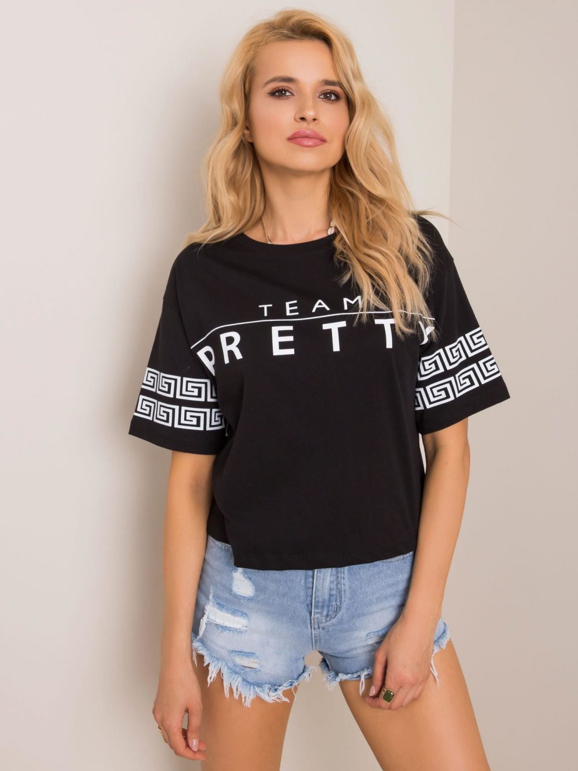 Czarny t-shirt Pretty RUE PARIS