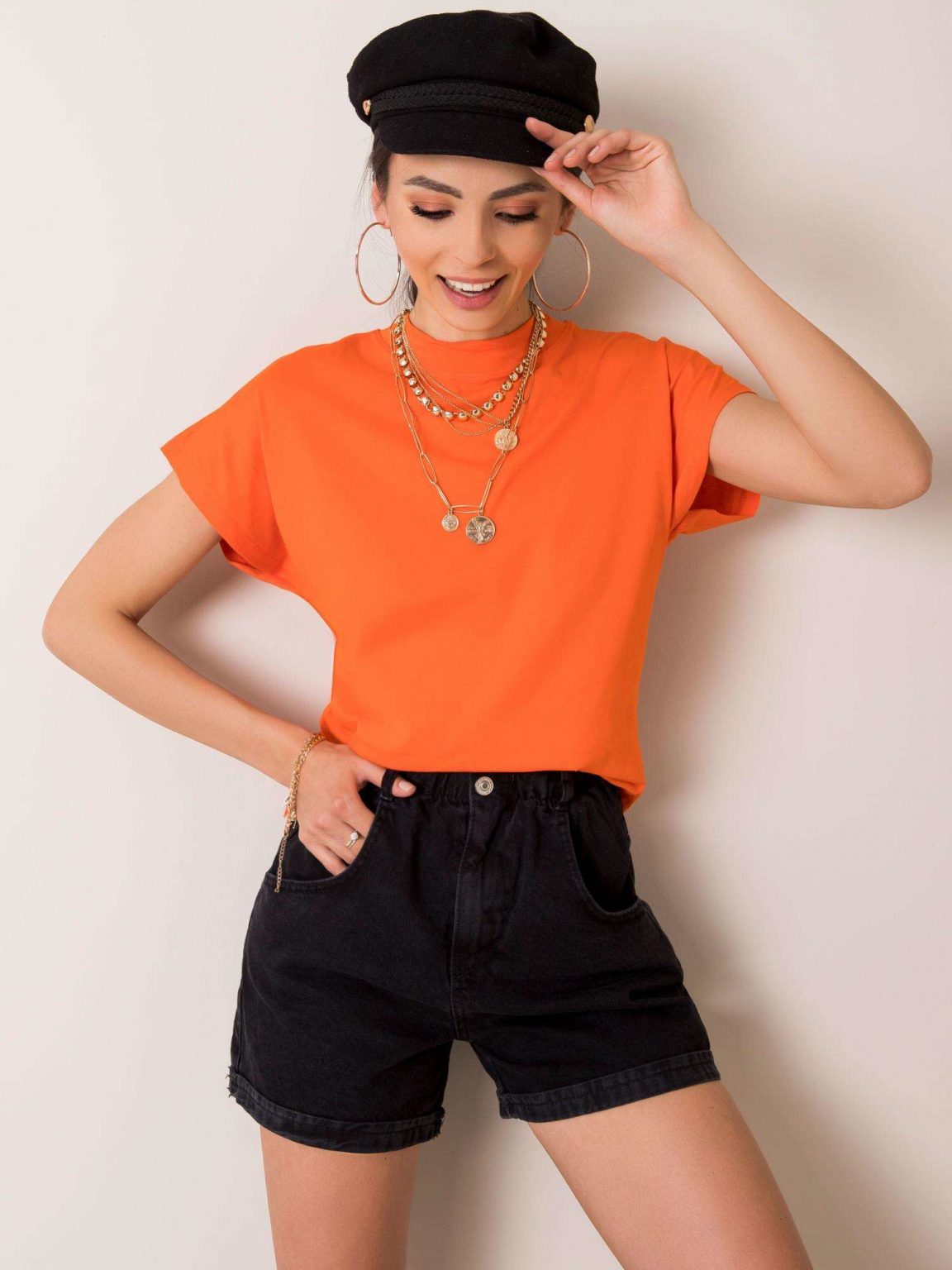 Pomarańczowy t-shirt Penelope RUE PARIS