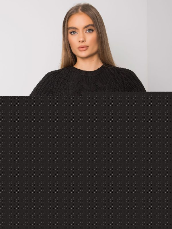 Czarny sweter z warkoczami Jacksonville RUE PARIS