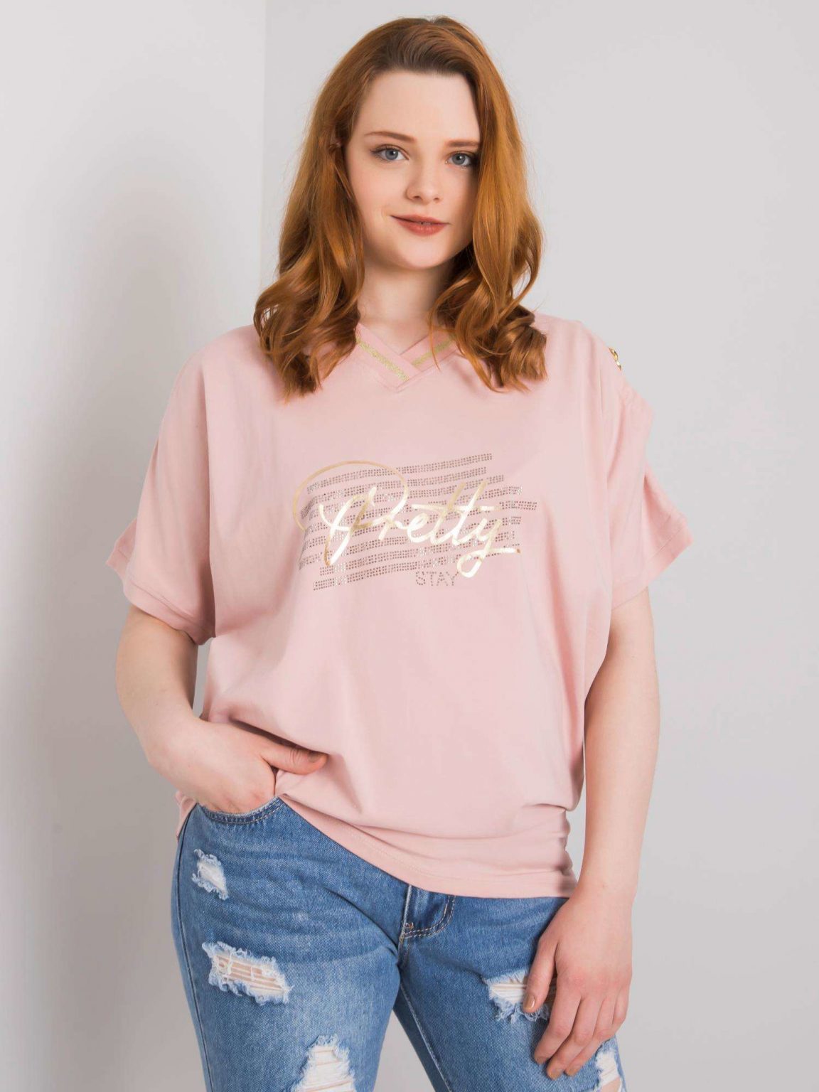 Brudnoróżowa bluzka plus size Richelle