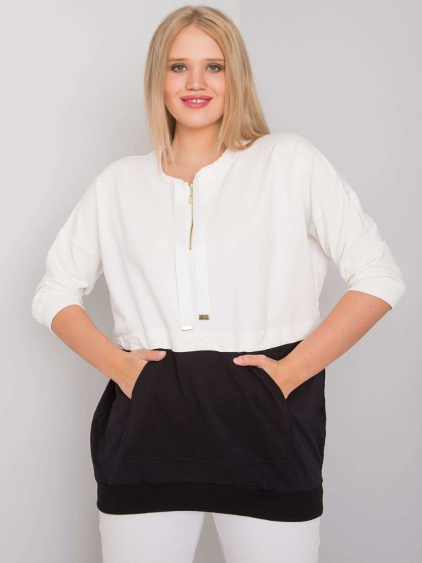 Ecru-czarna tunika plus size z bawełny Philomene