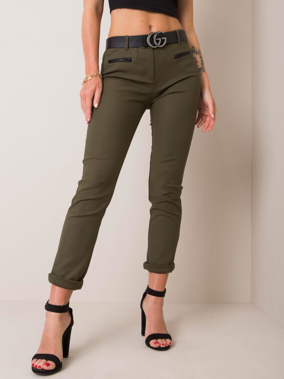 Khaki spodnie Justine RUE PARIS