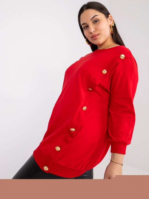 Czerwona bluzka plus size z okrągłym dekoltem Brigitte