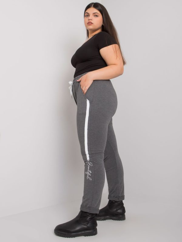 Ciemnoszare spodnie dresowe plus size z nadrukiem Abelia