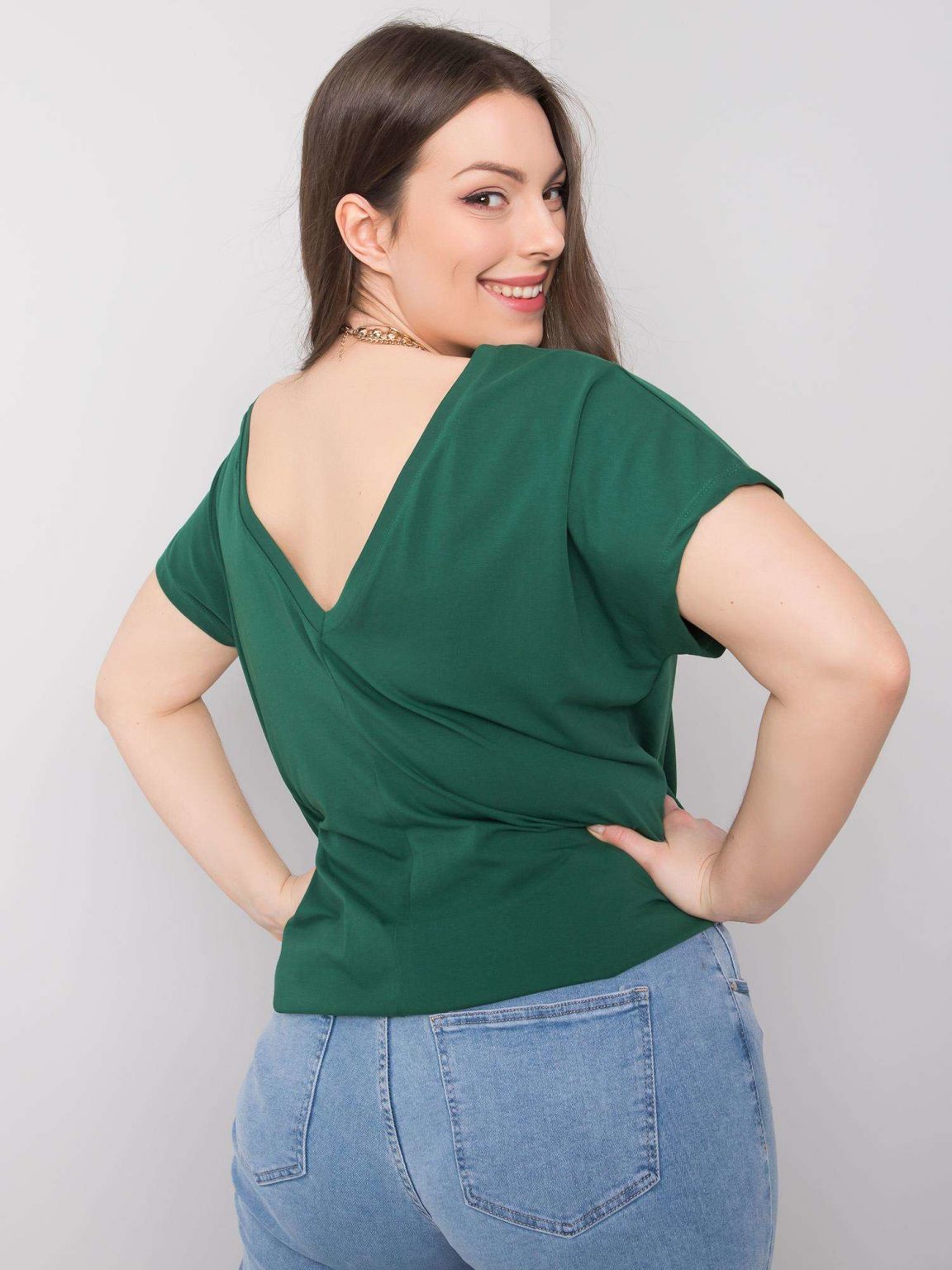 Ciemnozielony t-shirt plus size Beverly