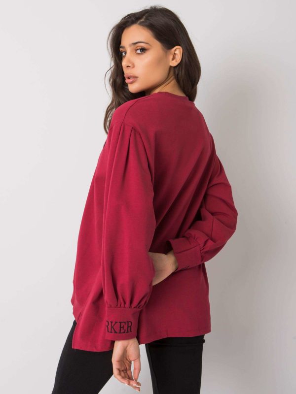Bordowa bluza bez kaptura Laylin