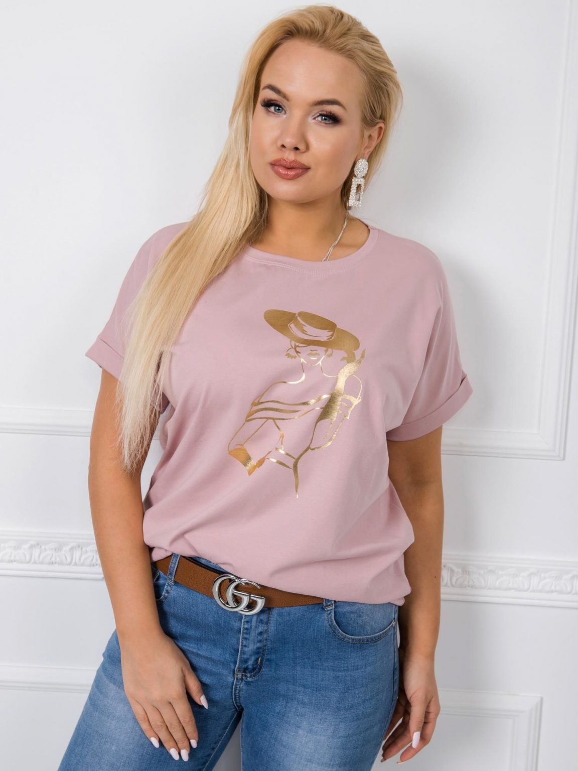 Brudnoróżowa bluzka plus size Brigitte